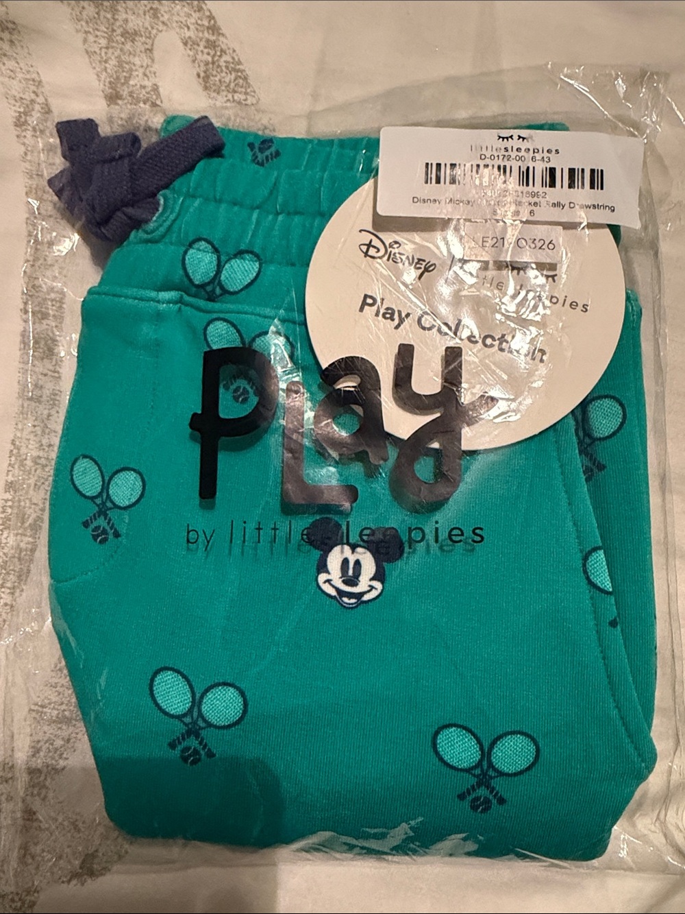 Little Sleepies Teal Mickey Play Kids Shorts 6 New